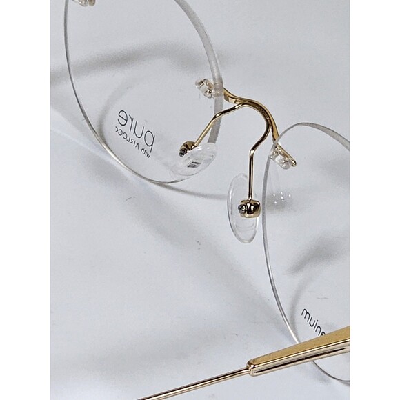 Pure Airlock Caliber 204 710 Titanium Eyeglasses Frame Gold Rimless 51-18 145 - Picture 9 of 16